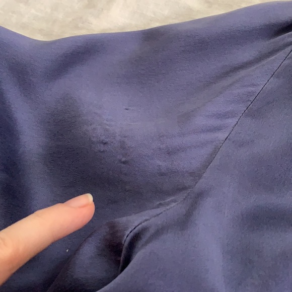 100% Silk Blue Button Down Jillian Jones Sleep Top Sz L - Picture 11 of 12